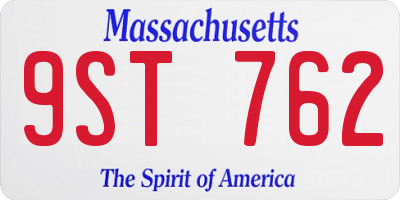 MA license plate 9ST762