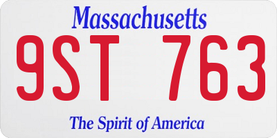 MA license plate 9ST763