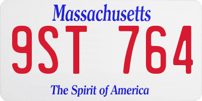 MA license plate 9ST764