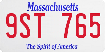 MA license plate 9ST765