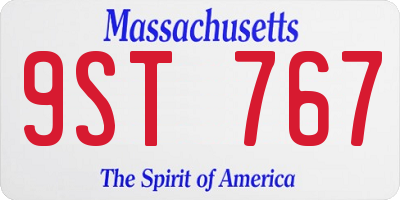 MA license plate 9ST767