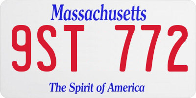 MA license plate 9ST772