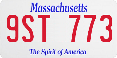 MA license plate 9ST773