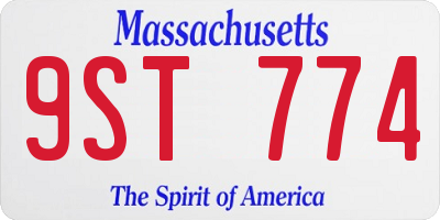 MA license plate 9ST774