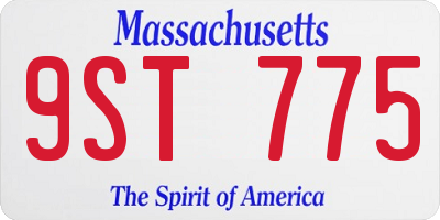 MA license plate 9ST775