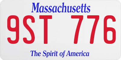 MA license plate 9ST776