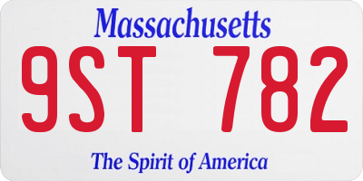 MA license plate 9ST782