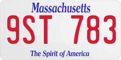 MA license plate 9ST783