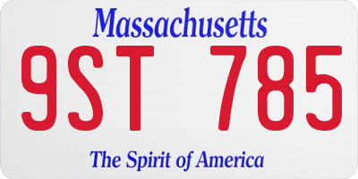 MA license plate 9ST785