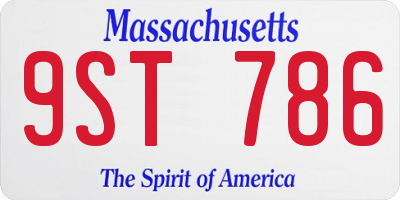 MA license plate 9ST786