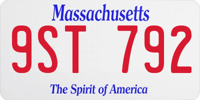 MA license plate 9ST792