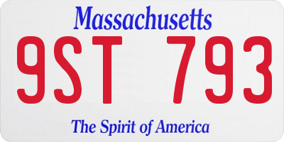 MA license plate 9ST793