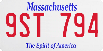 MA license plate 9ST794