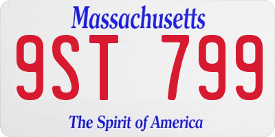 MA license plate 9ST799