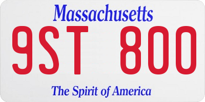 MA license plate 9ST800