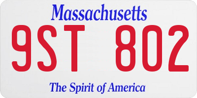 MA license plate 9ST802