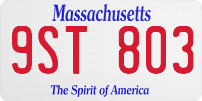 MA license plate 9ST803