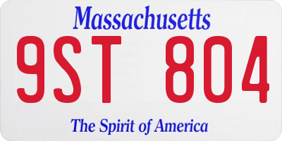MA license plate 9ST804