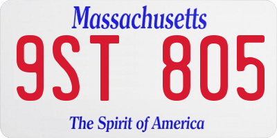 MA license plate 9ST805
