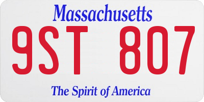 MA license plate 9ST807