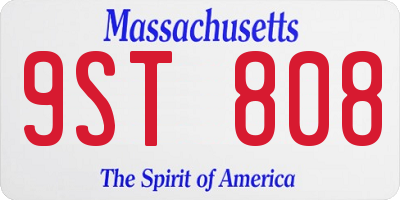 MA license plate 9ST808