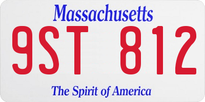 MA license plate 9ST812