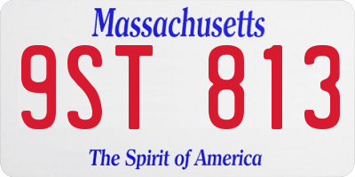 MA license plate 9ST813