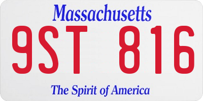 MA license plate 9ST816