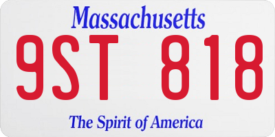 MA license plate 9ST818