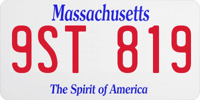 MA license plate 9ST819