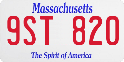 MA license plate 9ST820