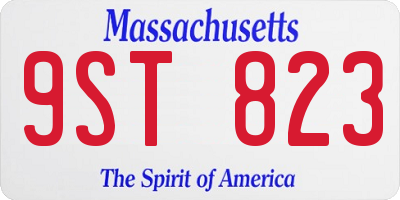 MA license plate 9ST823