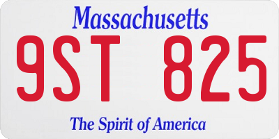 MA license plate 9ST825