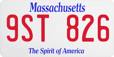 MA license plate 9ST826