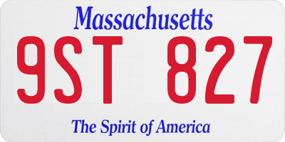 MA license plate 9ST827