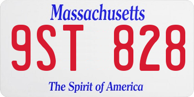 MA license plate 9ST828