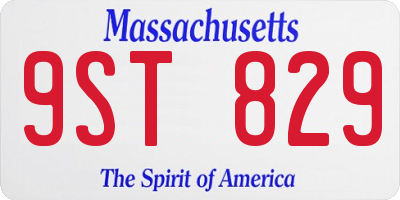 MA license plate 9ST829