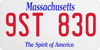 MA license plate 9ST830