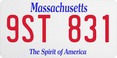 MA license plate 9ST831
