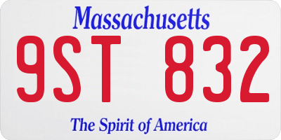 MA license plate 9ST832