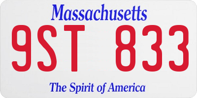 MA license plate 9ST833