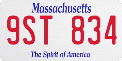 MA license plate 9ST834