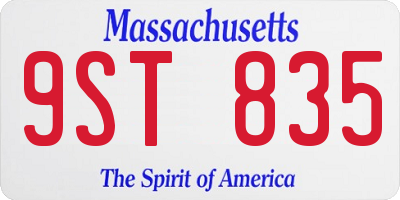 MA license plate 9ST835