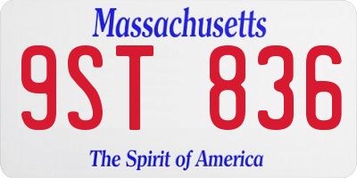 MA license plate 9ST836