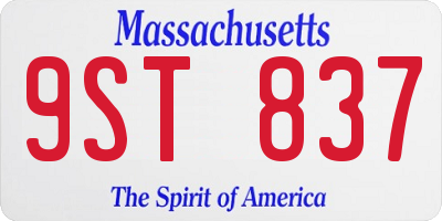 MA license plate 9ST837