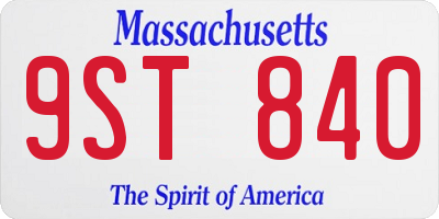 MA license plate 9ST840