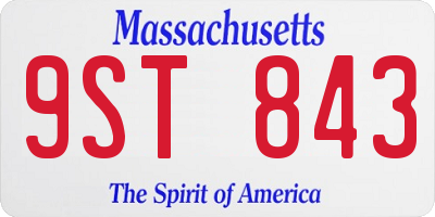 MA license plate 9ST843