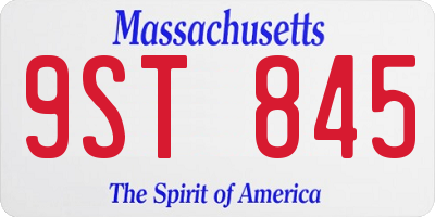 MA license plate 9ST845