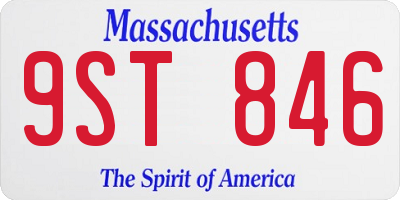 MA license plate 9ST846