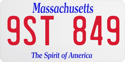 MA license plate 9ST849